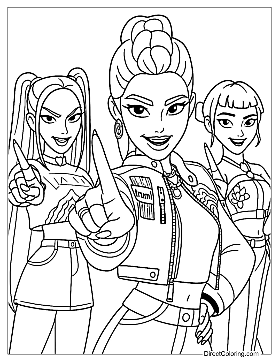 The Powerful K-Pop Demon Hunters Coloring Page